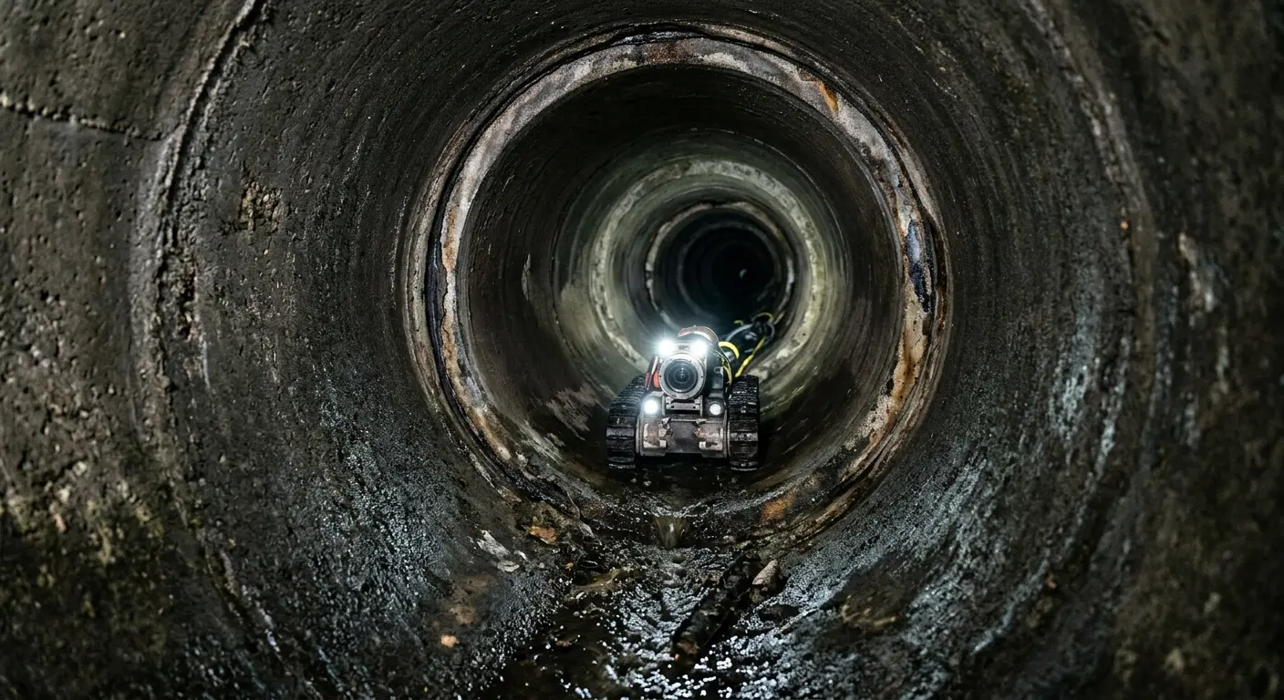Robotic sewer camera inspecting pipe interior for Sewer Line Repair in Winchester